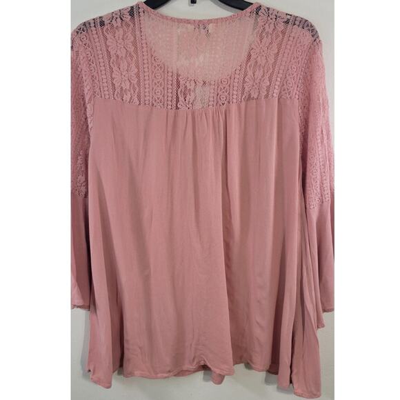 Anthropologie Umgee Blouse Womens Medium Lace Bell Sleeve Boho Cottage Core Top - Picture 3 of 7